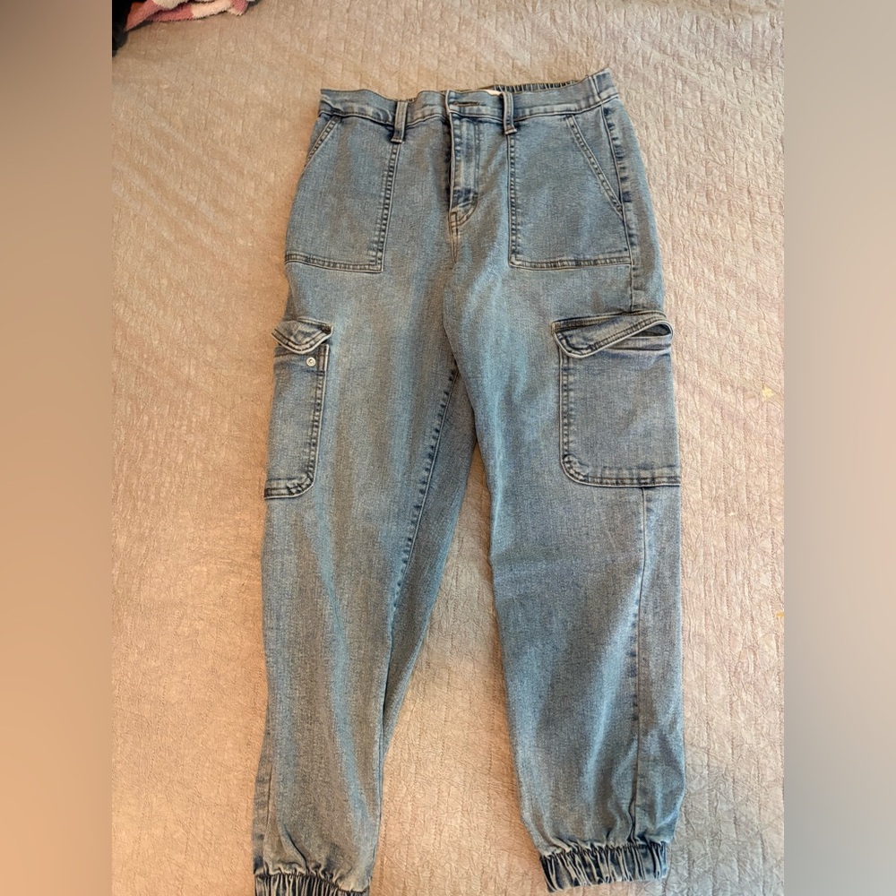 SO Light Blue Denim Cargo Joggers